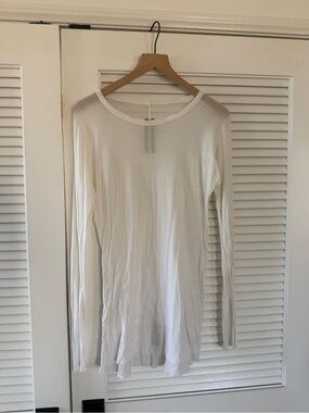 Rick Owens White Slim Crew Neck Long Sleeve Tee